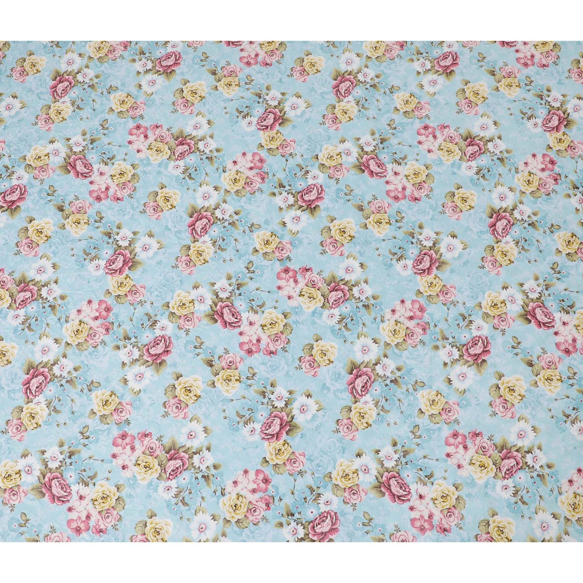 Uragiri Cotton Voile Fabric - Powder Blue with Romantic Rose Print, 110 cm Wide, Japanese Quality-D17728