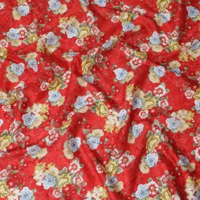 Uragiri Cotton Voile Fabric - Vivid Red with Classic Floral Print, 110 cm Width, Crafted in Japan-D17726