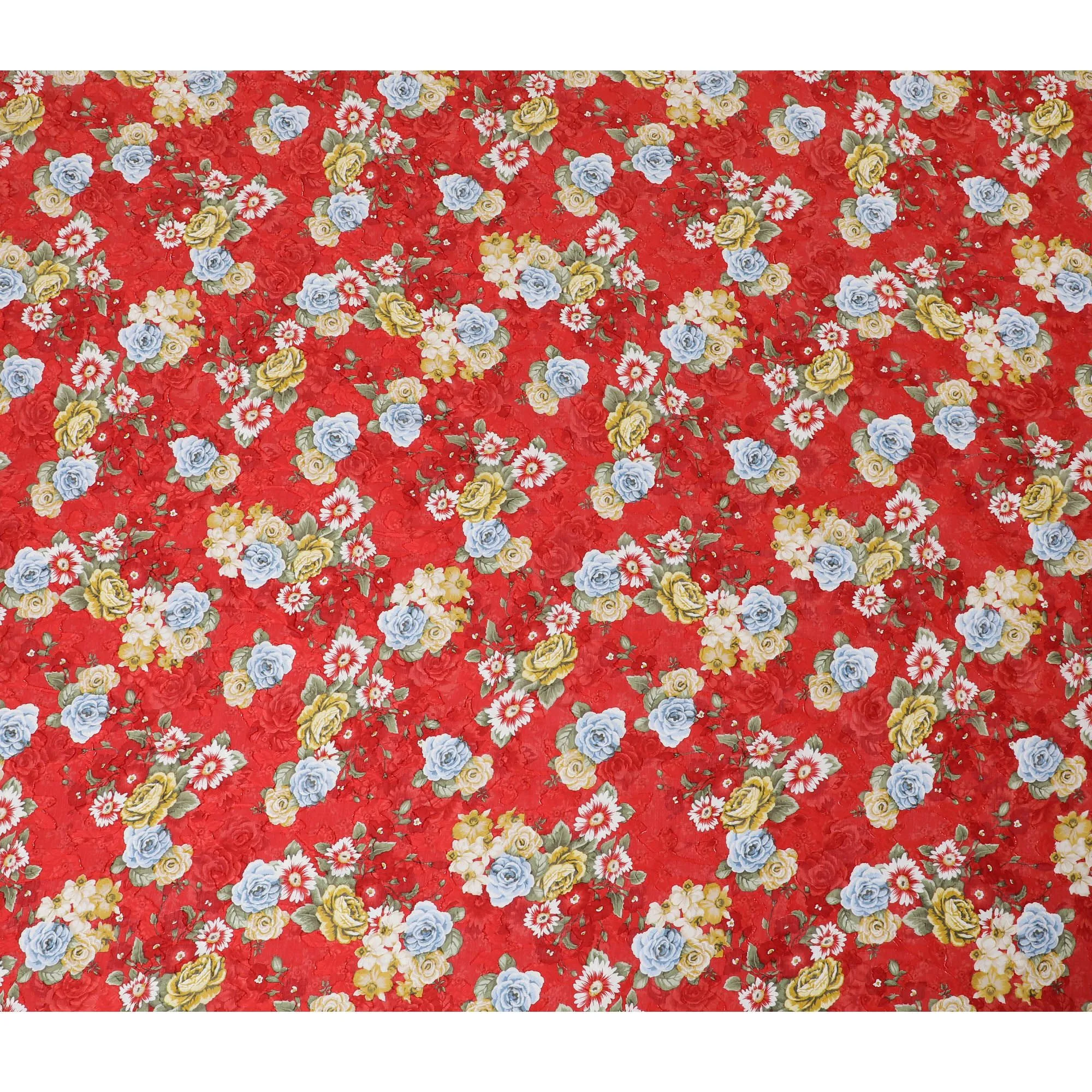 Uragiri Cotton Voile Fabric - Vivid Red with Classic Floral Print, 110 cm Width, Crafted in Japan-D17726