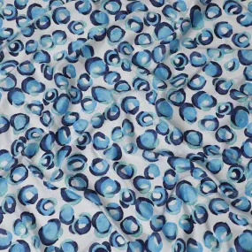 Uragiri Cotton Voile Fabric with Jacquard, 110 cm Width, Blue and White Circle Design-D19962