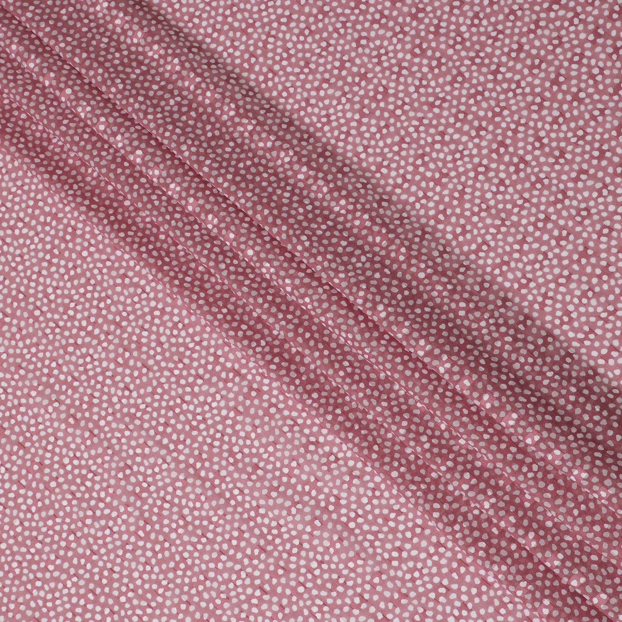 Uragiri Cotton Voile Fabric with Jacquard, 110 cm Width, Pink and White Dot Design-D19961