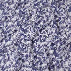 Uragiri Cotton Voile Fabric with Jacquard, 110 cm Width, White and Navy Leaf Design-D19963