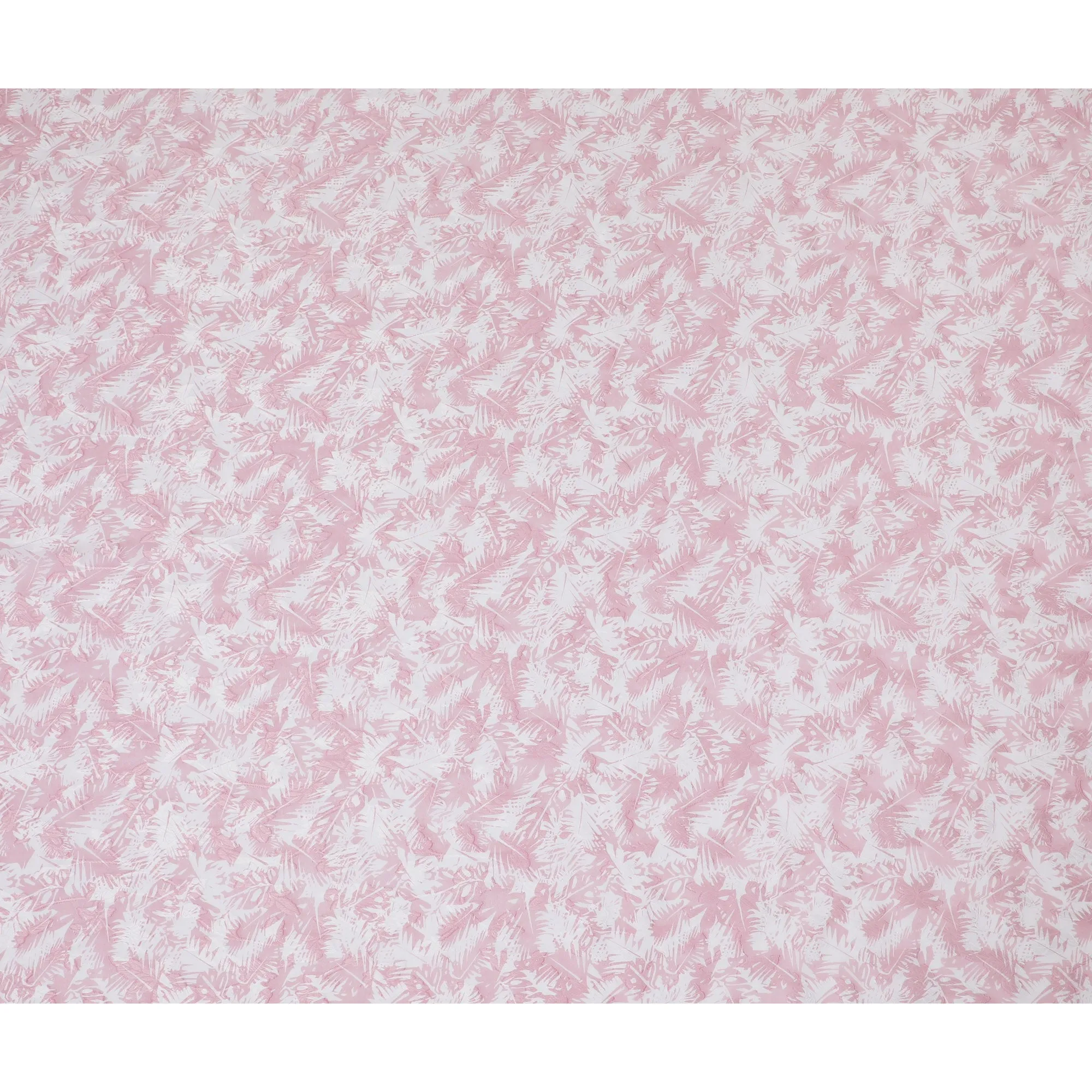 Uragiri Cotton Voile Fabric with jacquard, 110 cm Width, White and Pink Leaf Design-D19958