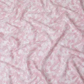 Uragiri Cotton Voile Fabric with jacquard, 110 cm Width, White and Pink Leaf Design-D19958