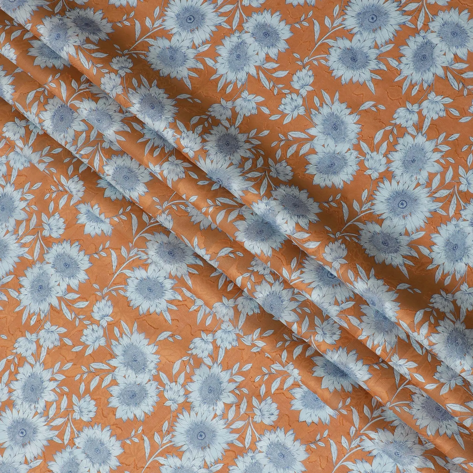 Uragiri Orange Cornflower Cotton Voile Fabric - 110cm Wide, Japanese Printed-D17743