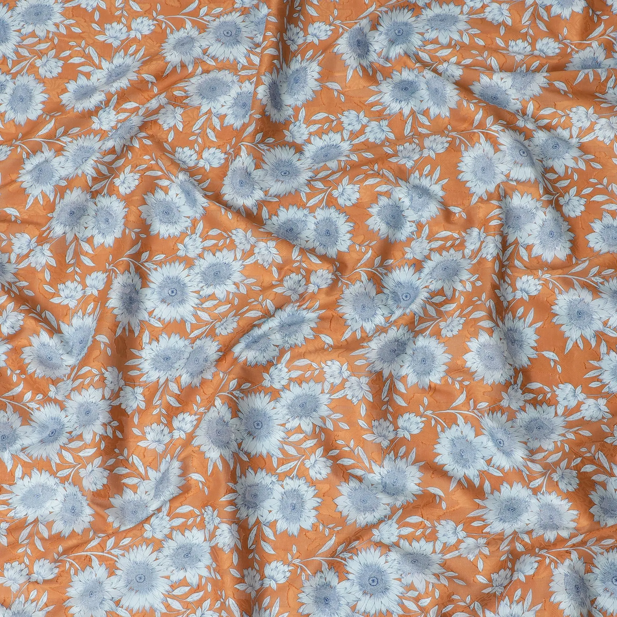 Uragiri Orange Cornflower Cotton Voile Fabric - 110cm Wide, Japanese Printed-D17743