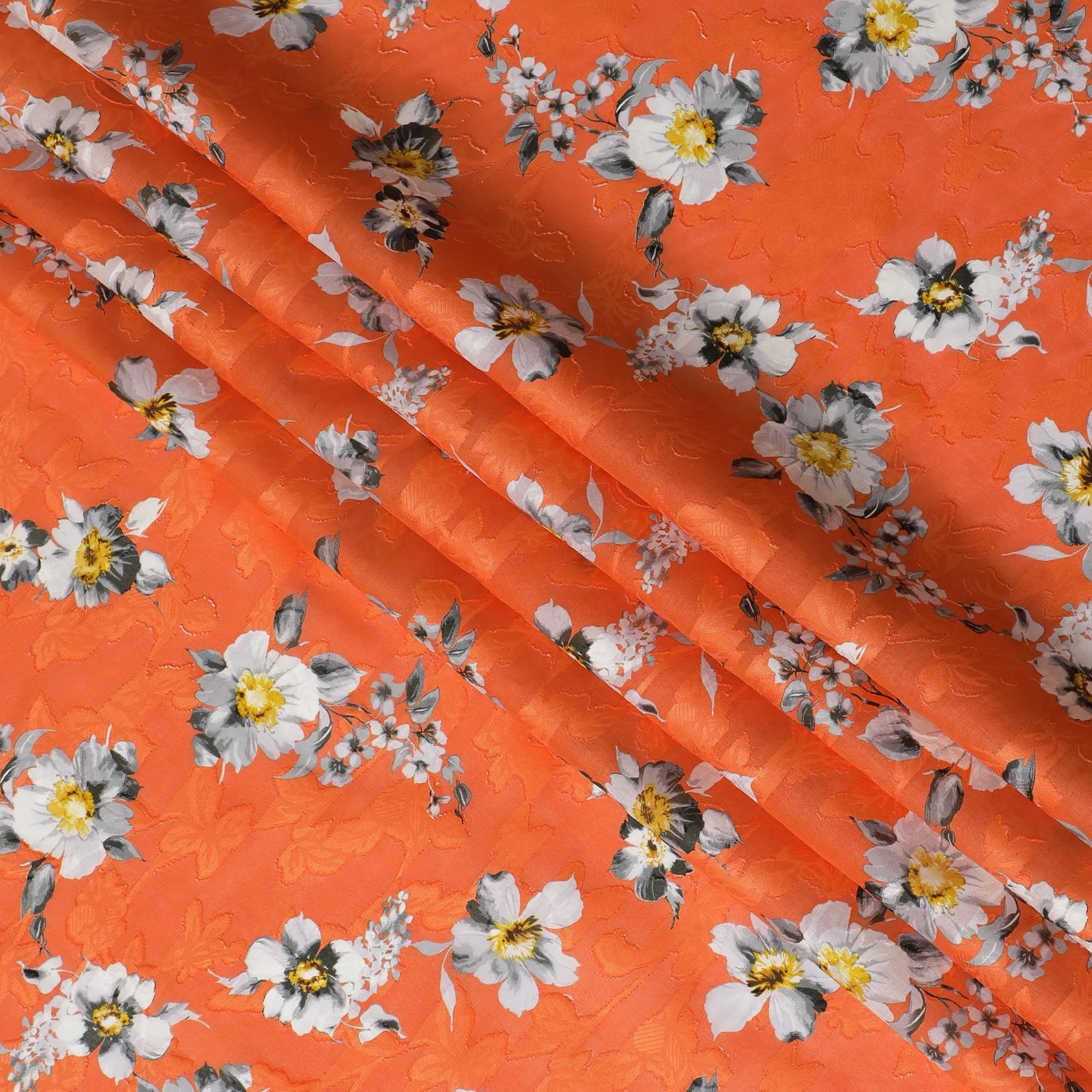 Uragiri Orange Meadow Cotton Voile Fabric - Japanese Crafted, 110cm Wide-D17740