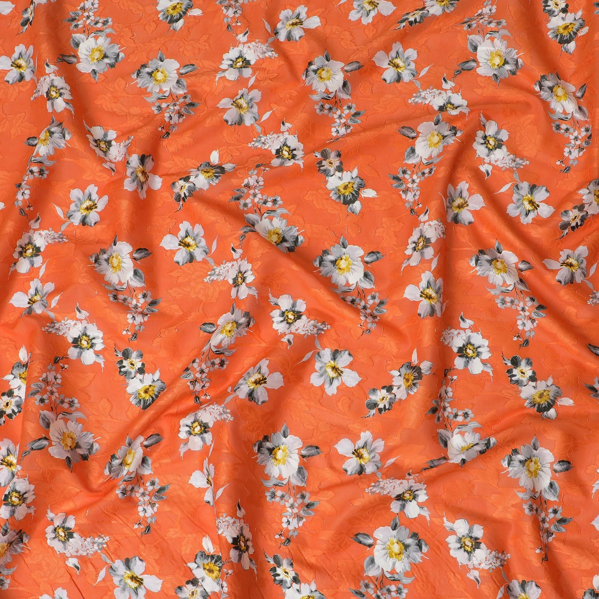 Uragiri Orange Meadow Cotton Voile Fabric - Japanese Crafted, 110cm Wide-D17740