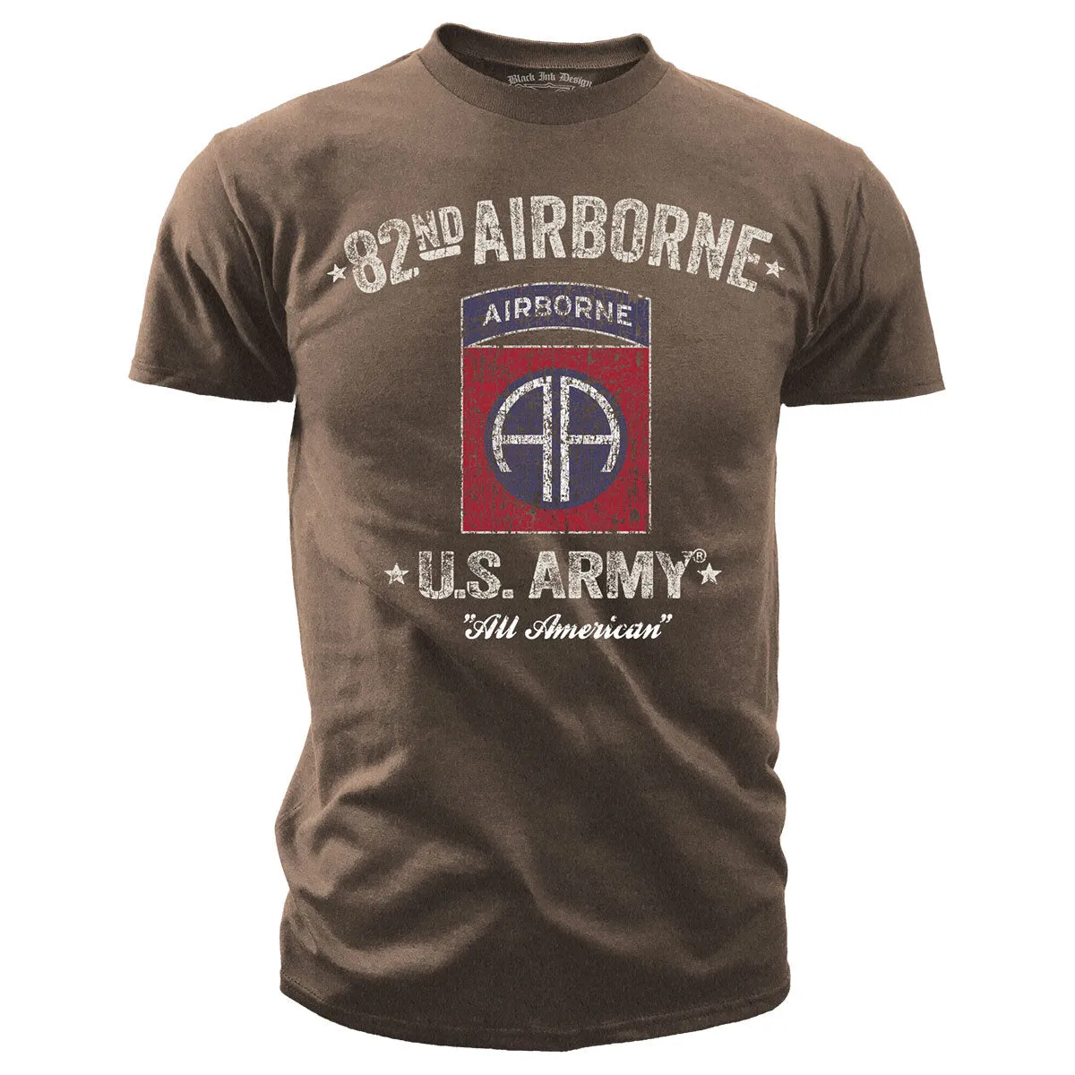 US Army 82nd Airborne - Black Ink Mens T-Shirt