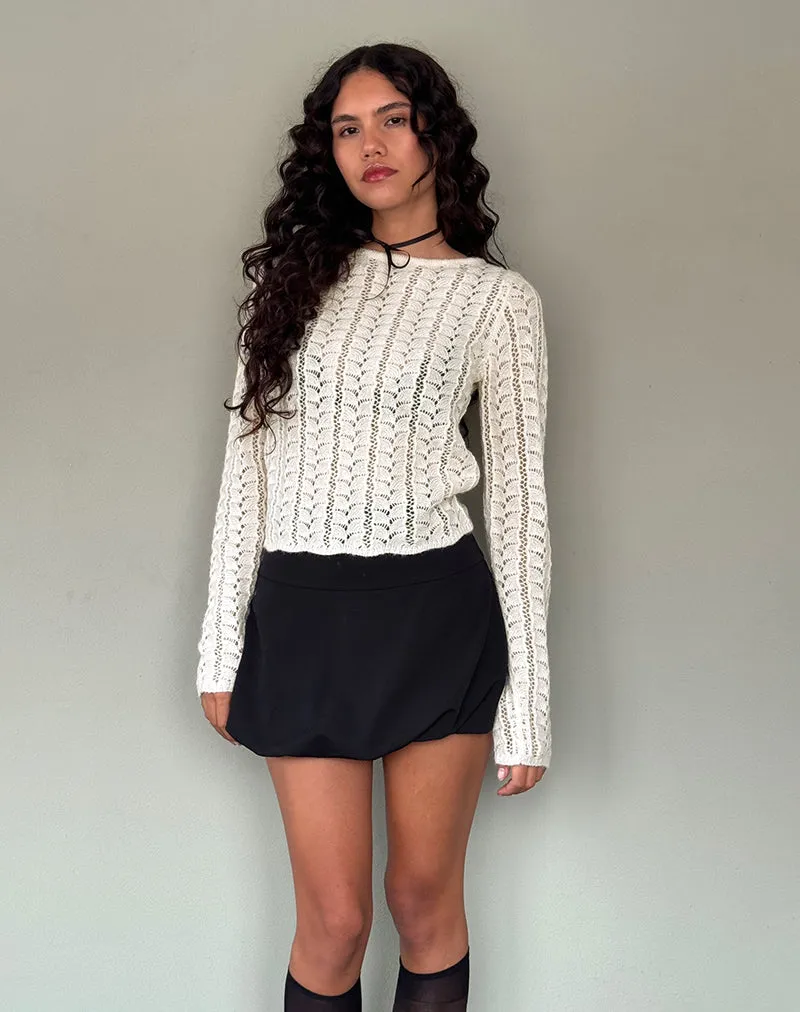 Venia Knitted Long Sleeve Top in Birch Cream