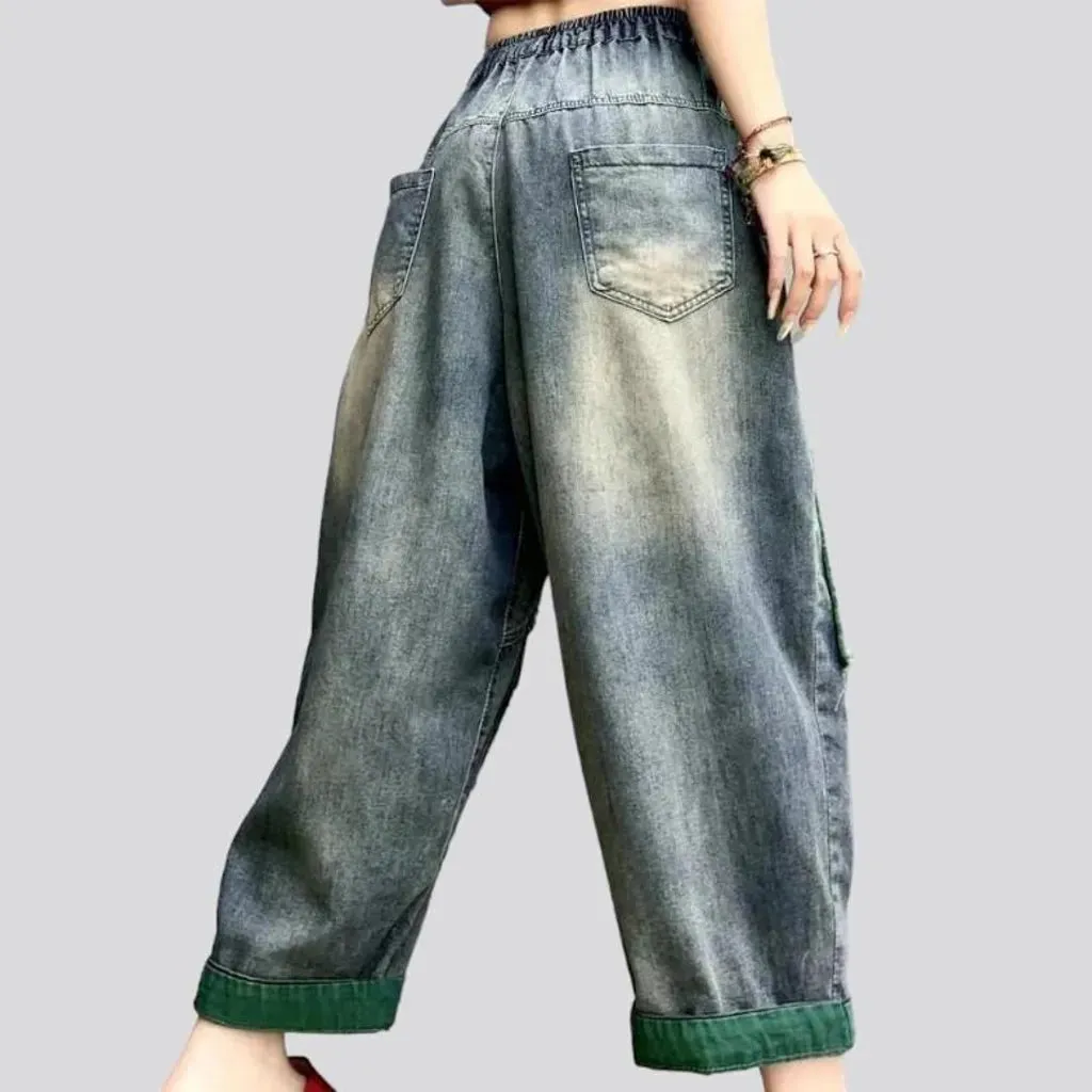 Vintage distressed denim pants for women