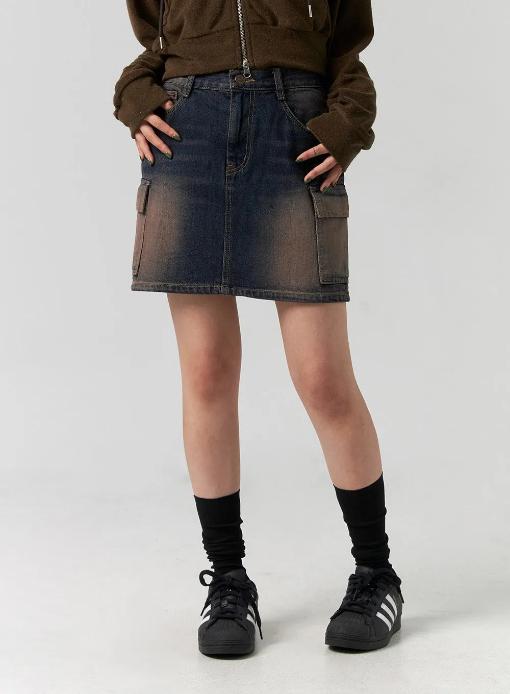 Washed Denim Mini Skirt CG331