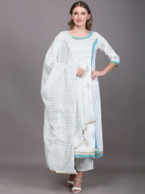 Women Floral Printed Kurta With Trousers & With Dupatta