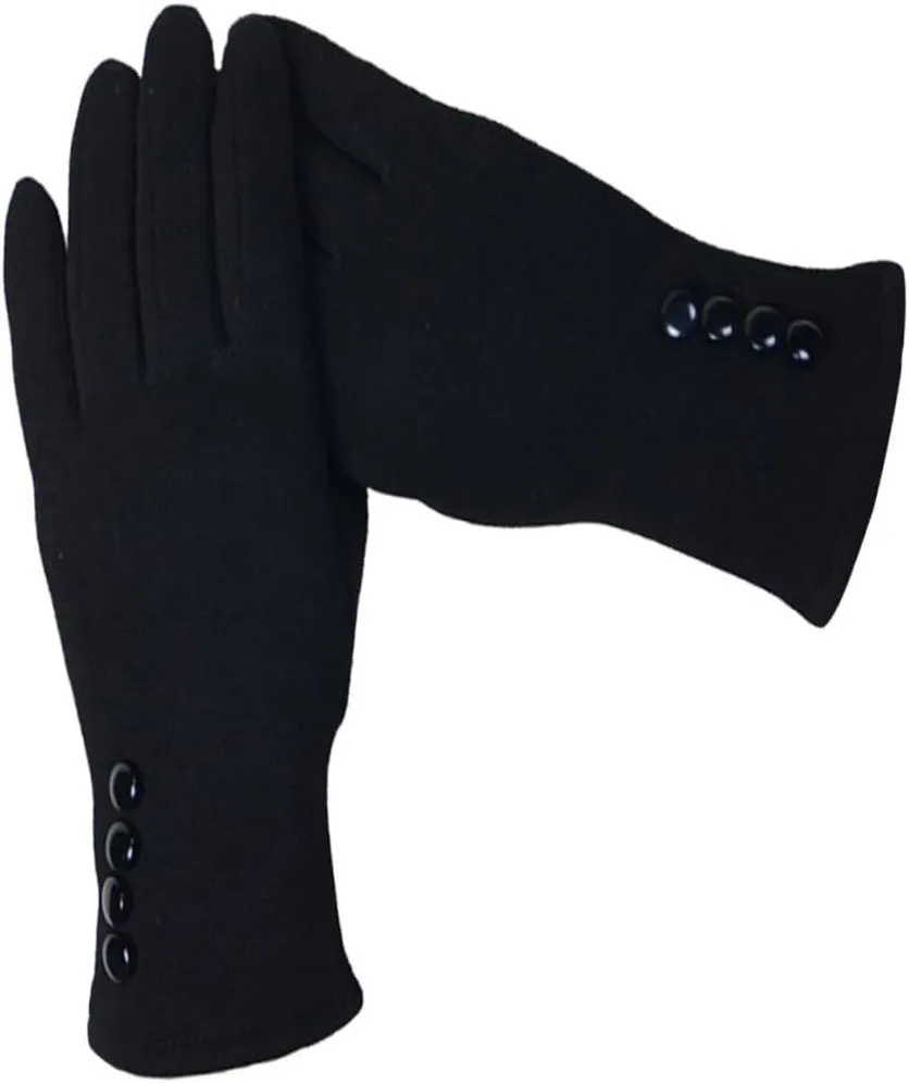 Women Warm Touch Screen Gloves Solid Color Buttons