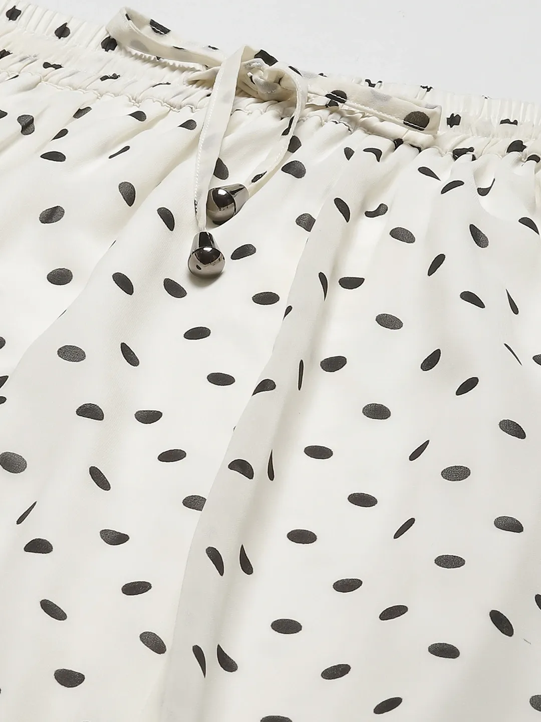 Women White With Black Polka Dot Maxi Skirt