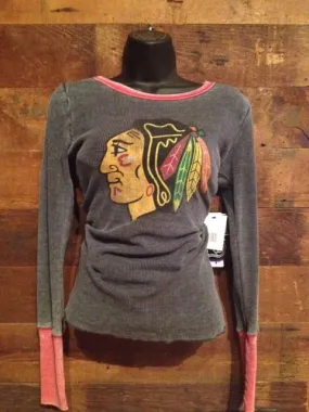 Womens Long Sleeve T-shirt Blackhawks Grey/Red