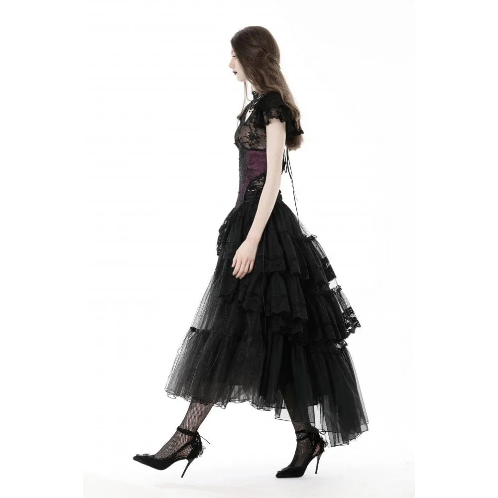 Women's Punk Irregular Ruffled Layered Mesh Skirt