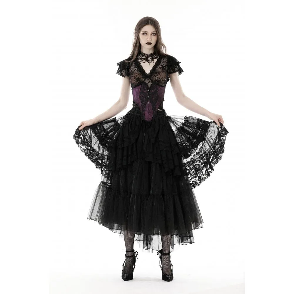 Women's Punk Irregular Ruffled Layered Mesh Skirt