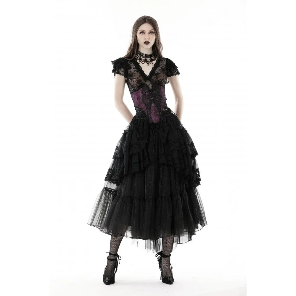 Women's Punk Irregular Ruffled Layered Mesh Skirt