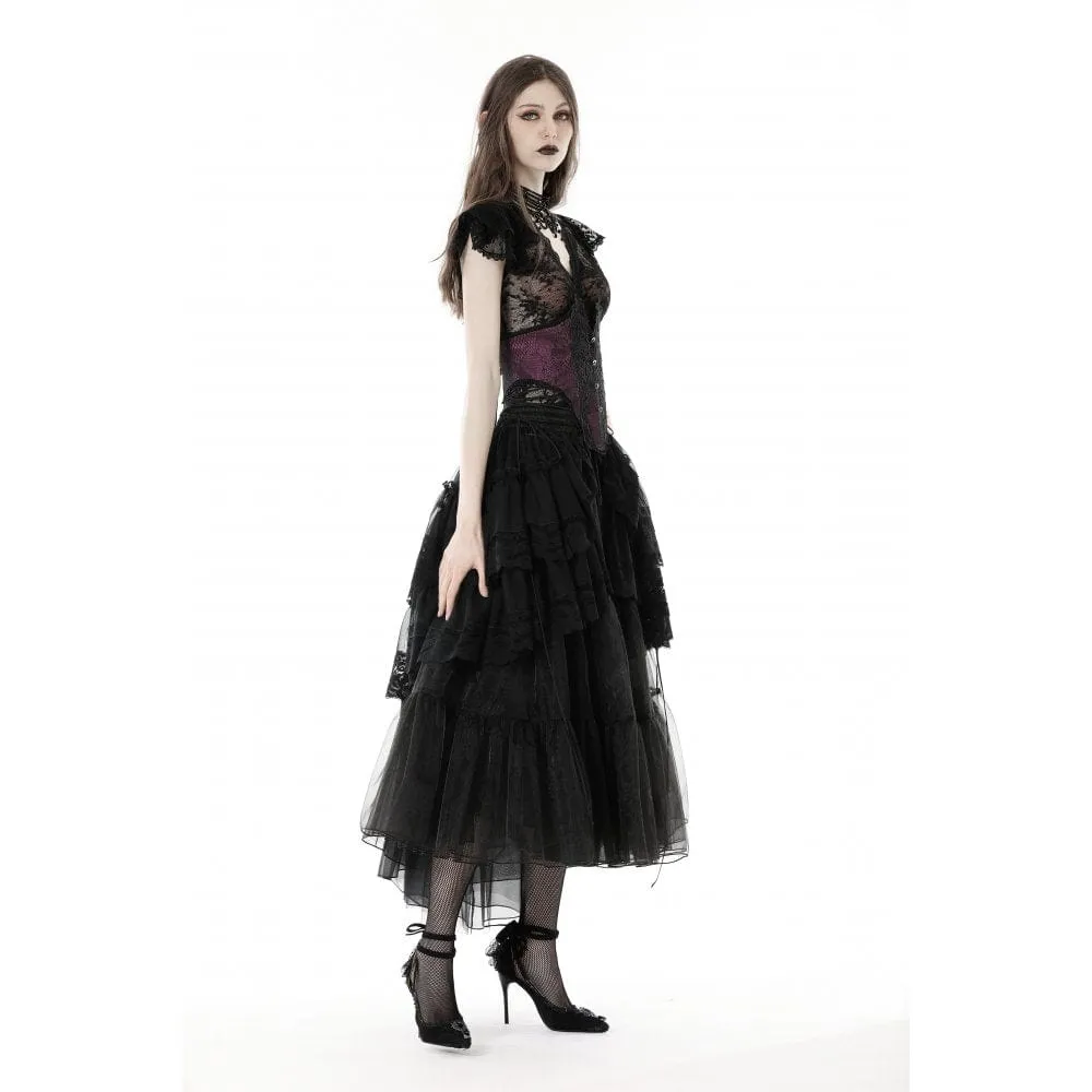 Women's Punk Irregular Ruffled Layered Mesh Skirt