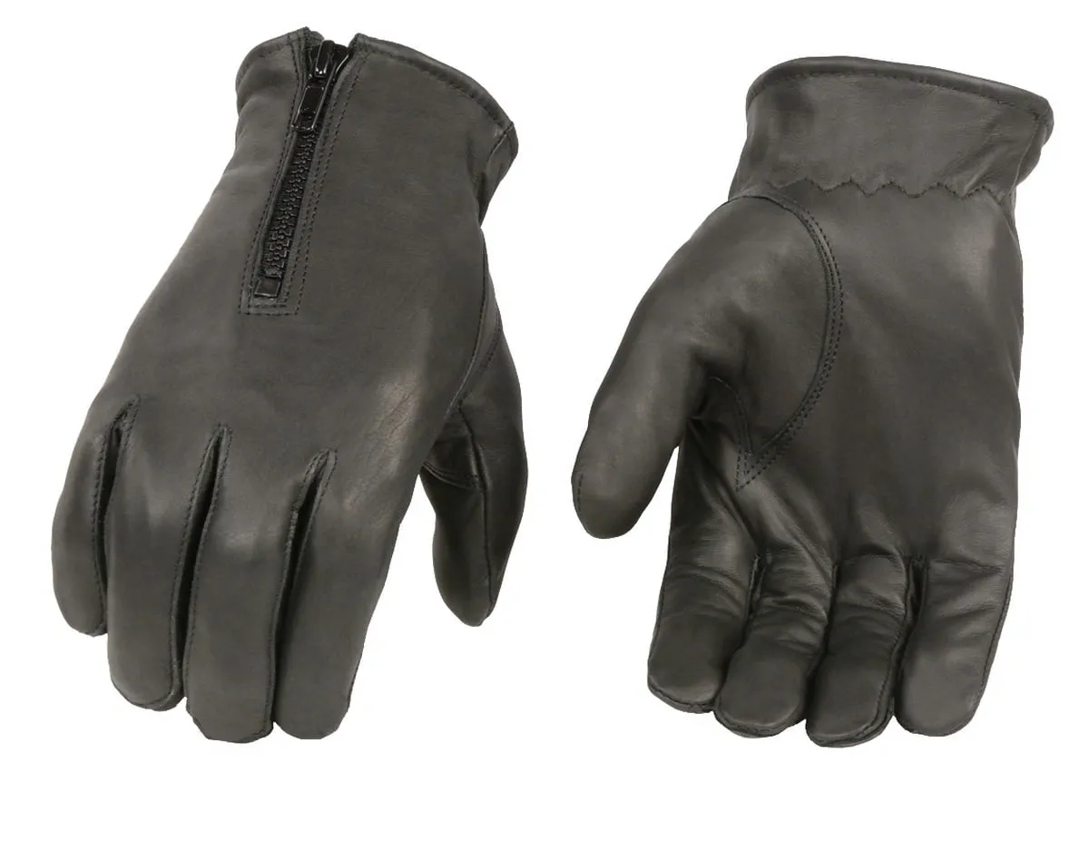 Xelement XG37532 Men's Black Thermal Lined Leather Gloves with Zipper