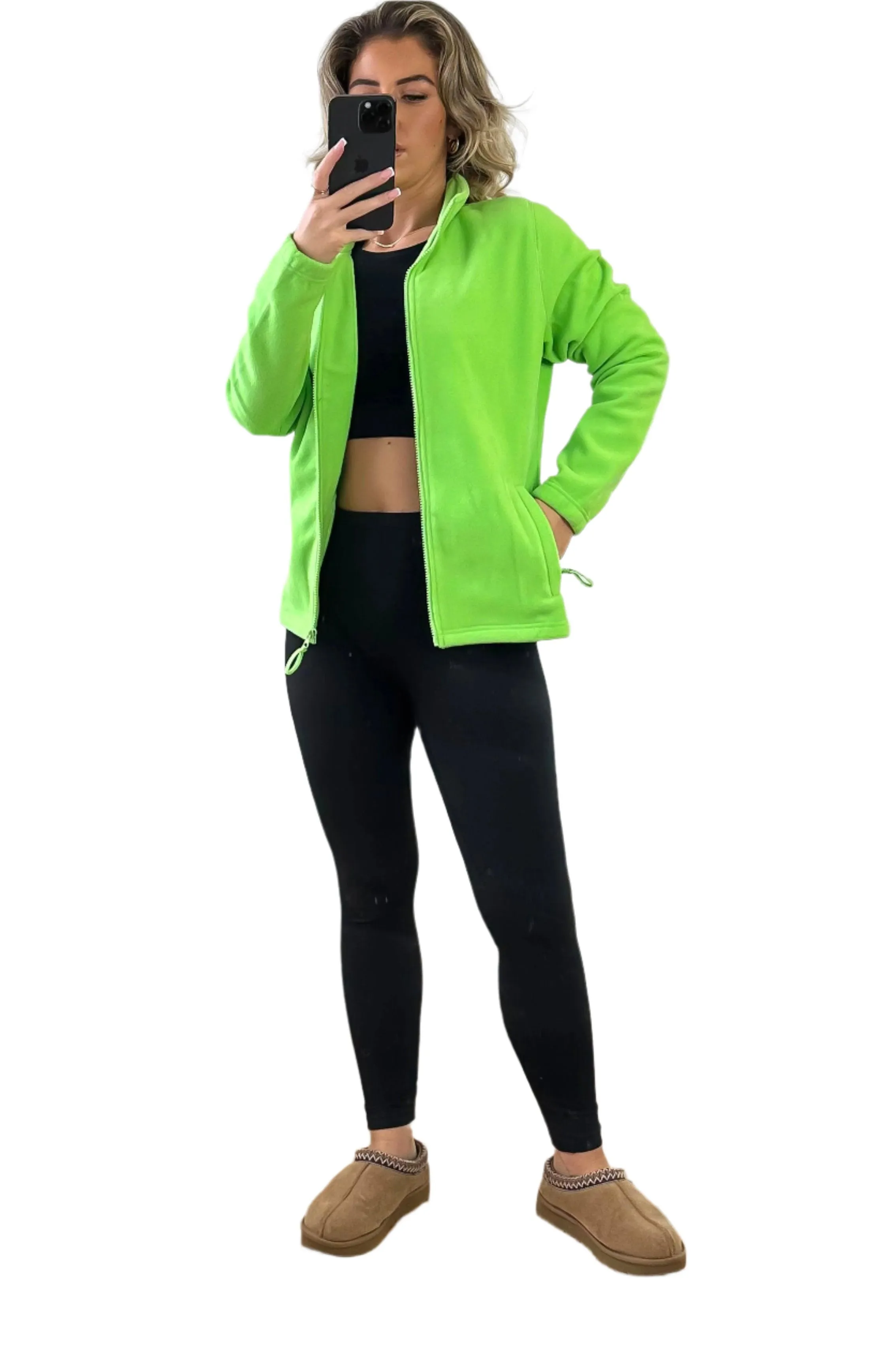 Zipped Front High Neck Fleece Jacket